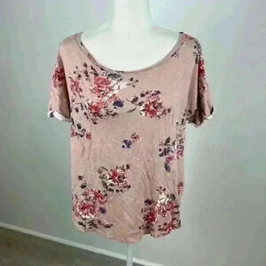 Pink Floral Short Sleeve Top Unknown Size